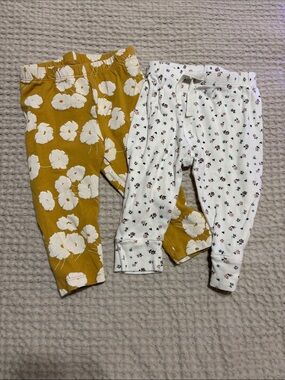 GAP Kids Leggings - Mustard Yellow Floral & White Micro-Print Pair